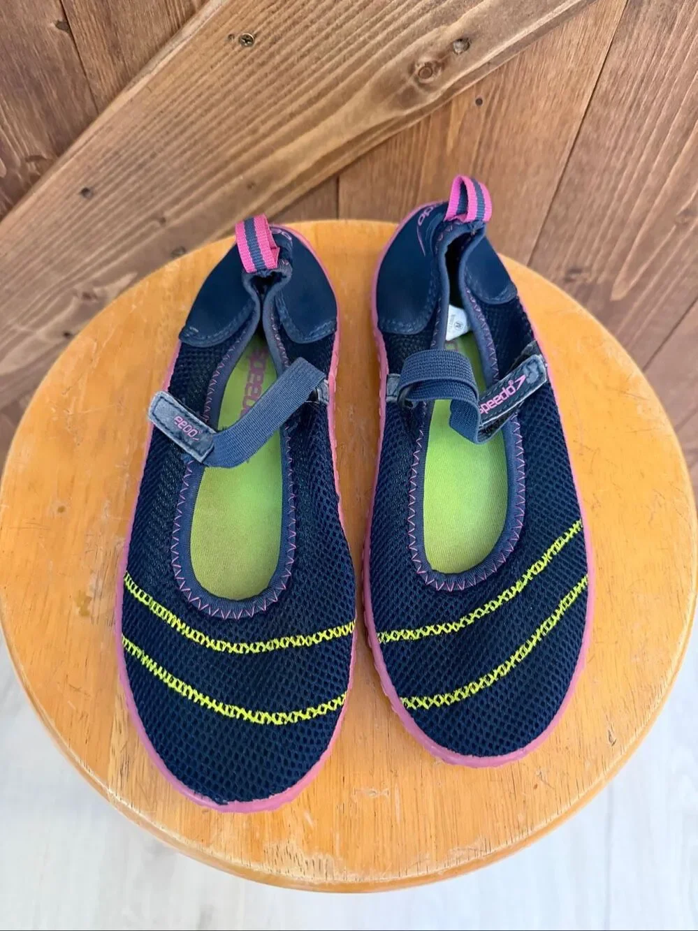 Speedo Kids Water Shoes Navy Pink Neon Yellow Size Medium